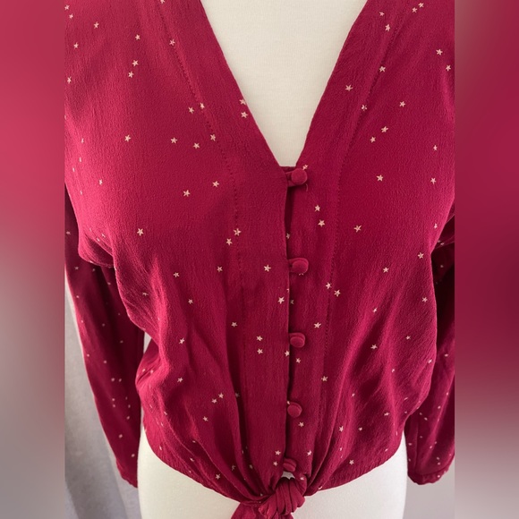 Rails Sloane Rogue Gradient Stars Button Down V-Neck Shirt In Dark Red Size M - Picture 6 of 14